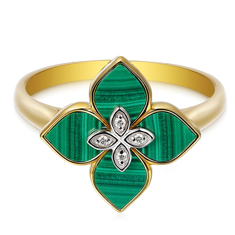 Pierścionek z malachitem i diamentami (R98146 Y MA): 18 - zdjęcie: 2