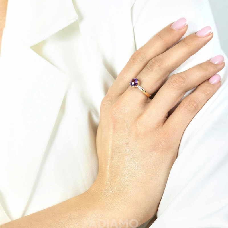 Pierścionek z ametystem i diamentami (R82457 Y AM): 10 - zdjęcie: 2