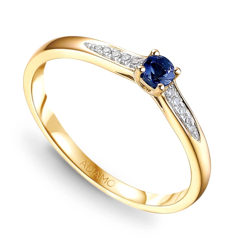 Pierścionek z szafirem i diamentami (R82443 Y SA): 10 - zdjęcie: 1