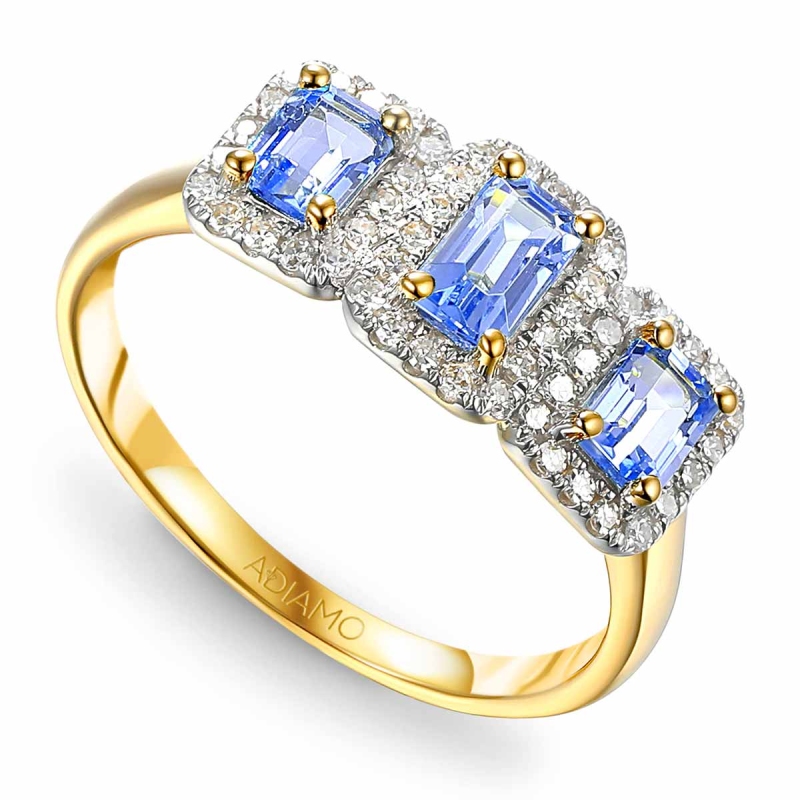 Pierścionek z tanzanitami i diamentami (R86092 Y T): 10 - zdjęcie: 1