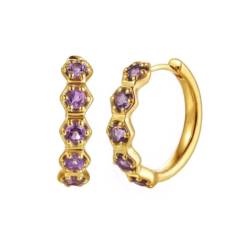 Kolczyki z ametystami (E84150 Y AM) - zdjęcie: 1