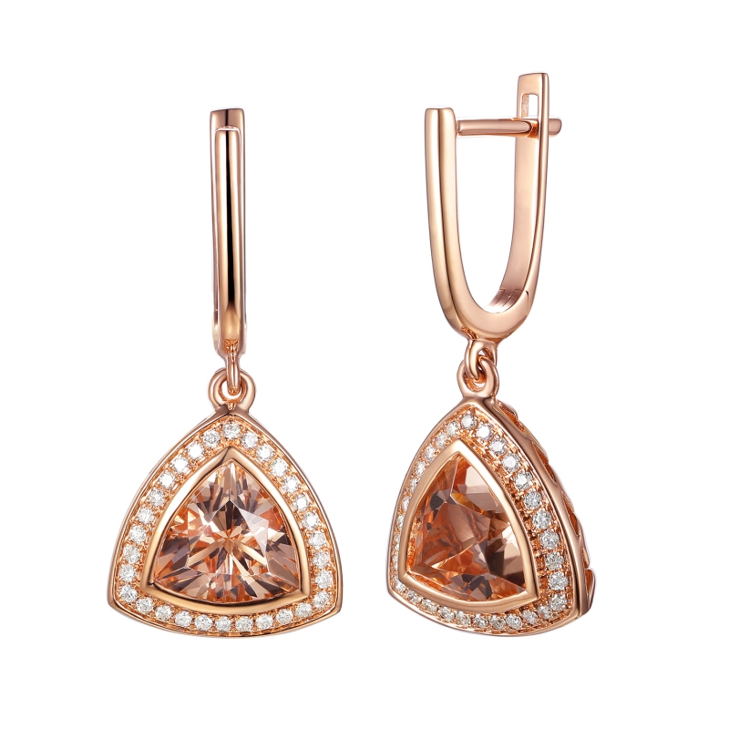 Kolczyki z morganitami i diamentami (E56809 R A MR) - zdjęcie: 1