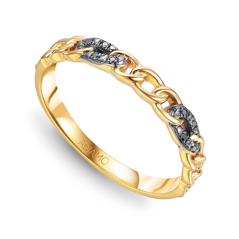 Pierścionek z czarnymi diamentami (R83875 Y BD): 17 - zdjęcie: 1