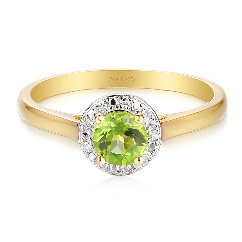 Pierścionek z perydotem i diamentami (R98723 Y PT): 13 - zdjęcie: 2