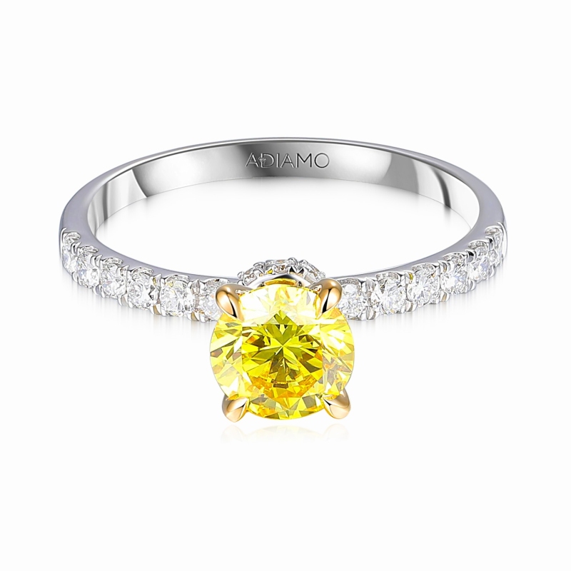 Pierścionek z żółtym diamentem laboratoryjnym (R98516 1,03ct YW LGDY): 14 - zdjęcie: 2