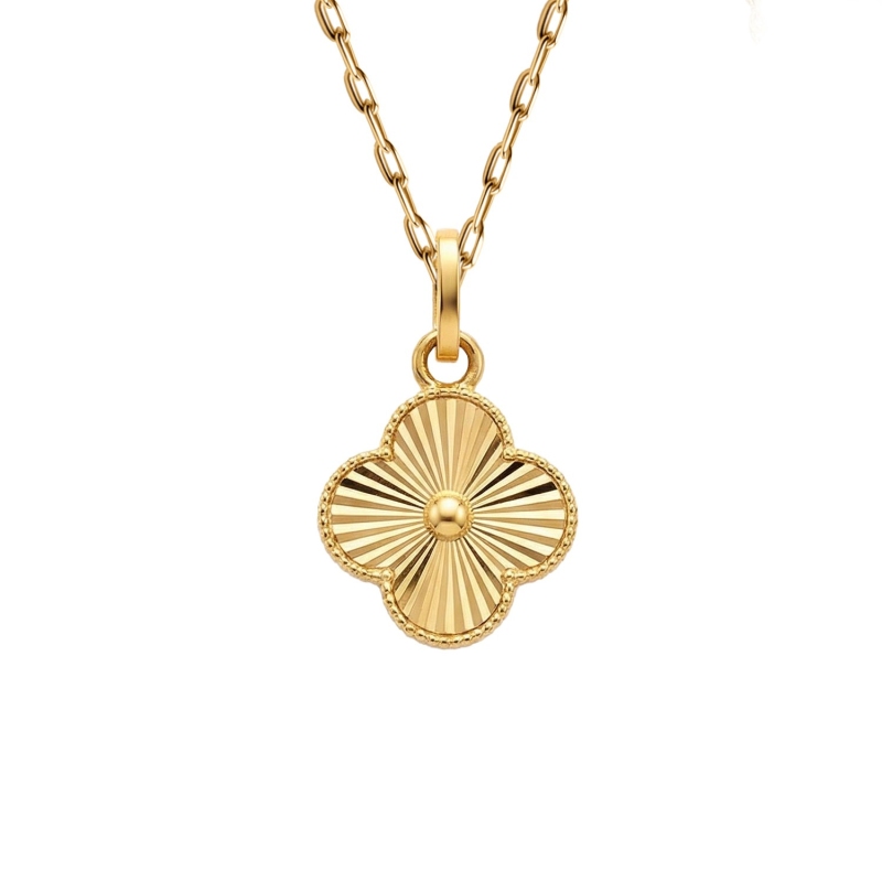 Zawieszka złota koniczynka ryflowana - mała (P25194 Y) - zdjęcie: 1