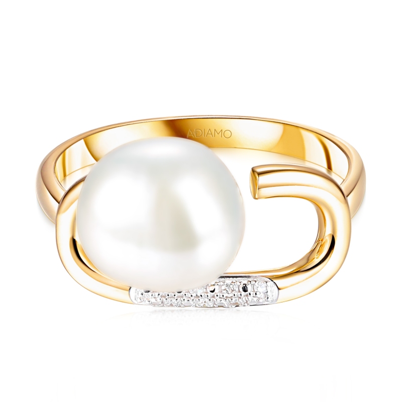 Pierścionek z perłą i diamentami (R98984 Y PL): 16 - zdjęcie: 3