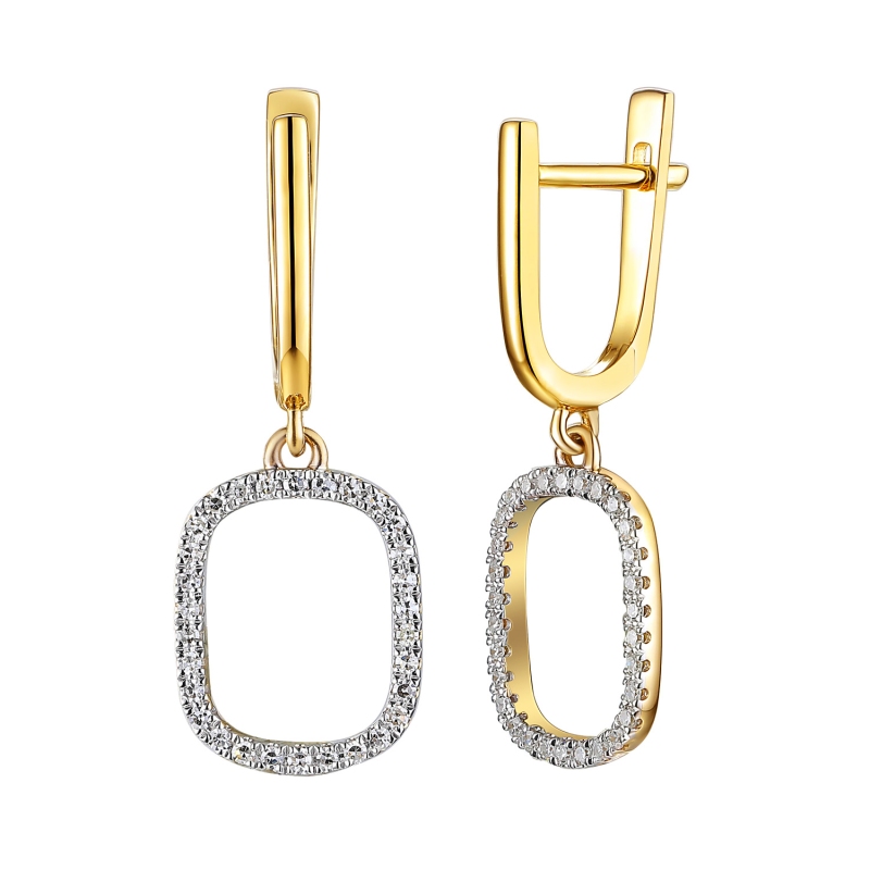 Kolczyki z żółtego złota z diamentami - 0,25 ct - owal - zapięcie angielskie (E99153 Y A) - zdjęcie: 1
