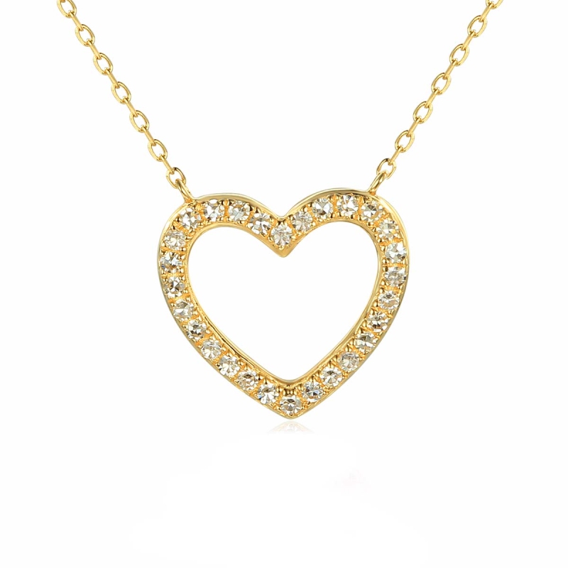 Naszyjnik z żółtego złota - serce z diamentów - 42 cm (N05769 Y C) - zdjęcie: 1