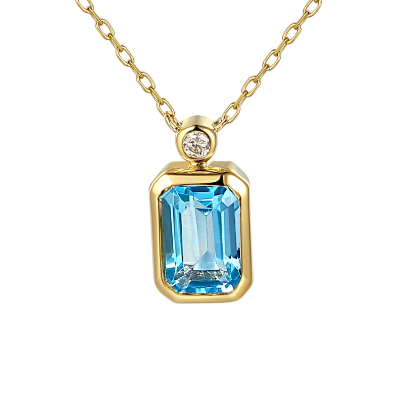 Naszyjnik z niebieskim topazem i diamentem (N10778 Y BT) - zdjęcie: 1