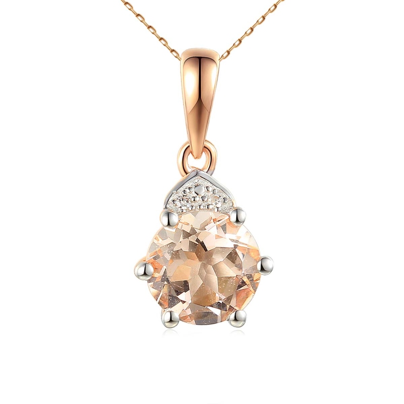 Zawieszka z różowego złota z morganitem i diamentami - 0,61 ct (P73493 R MR) - zdjęcie: 1