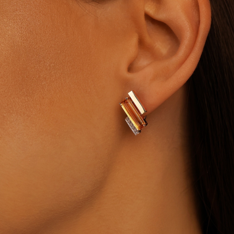 Kolczyki z cytrynami i diamentami (E100381 Y A CT) - zdjęcie: 3