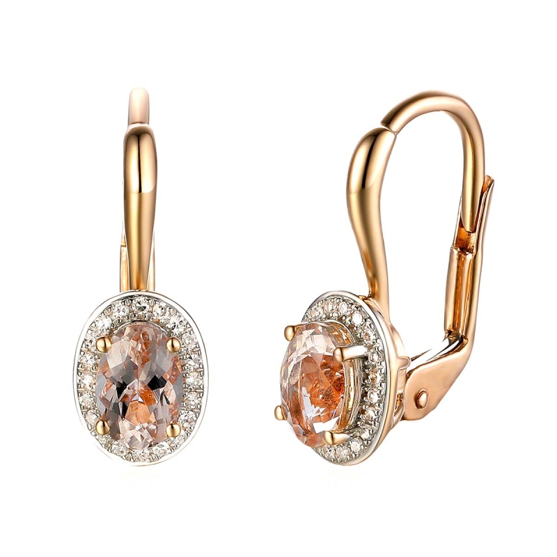 Kolczyki z morganitami i diamentami (E62898 R P M MR) - zdjęcie: 1