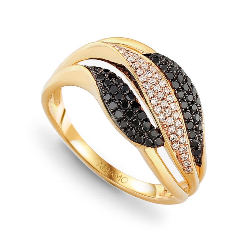 Pierścionek z czarnymi diamentami (R47269 Y BD): 14 - zdjęcie: 1