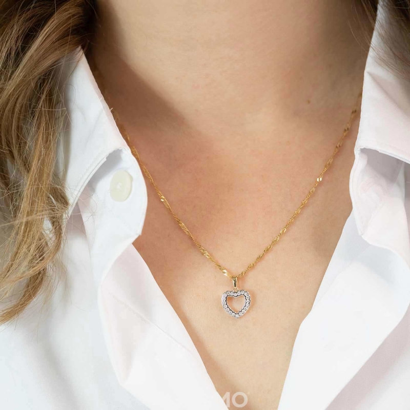 Zawieszka serce z diamentami (P69108 Y) - zdjęcie: 2