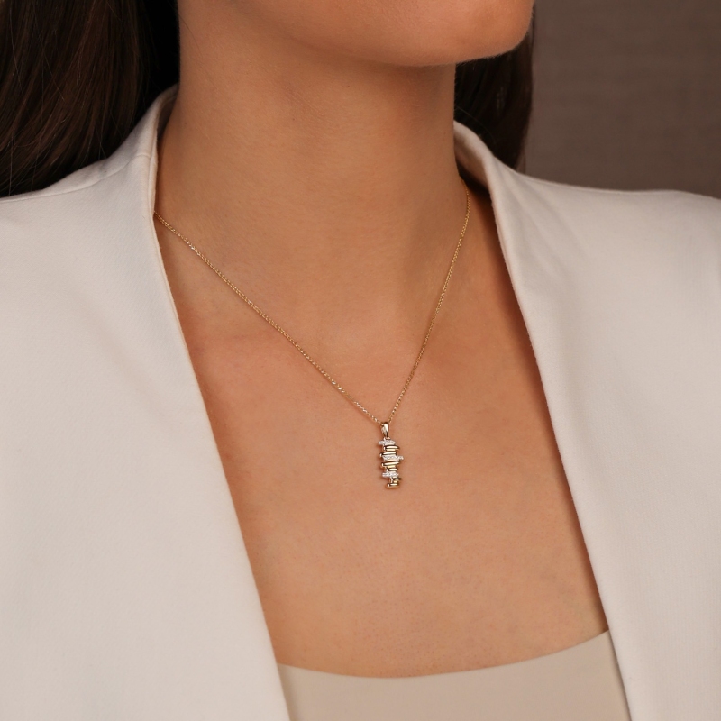 Zawieszka z żółtego złota z diamentami (P105442 Y) - zdjęcie: 2