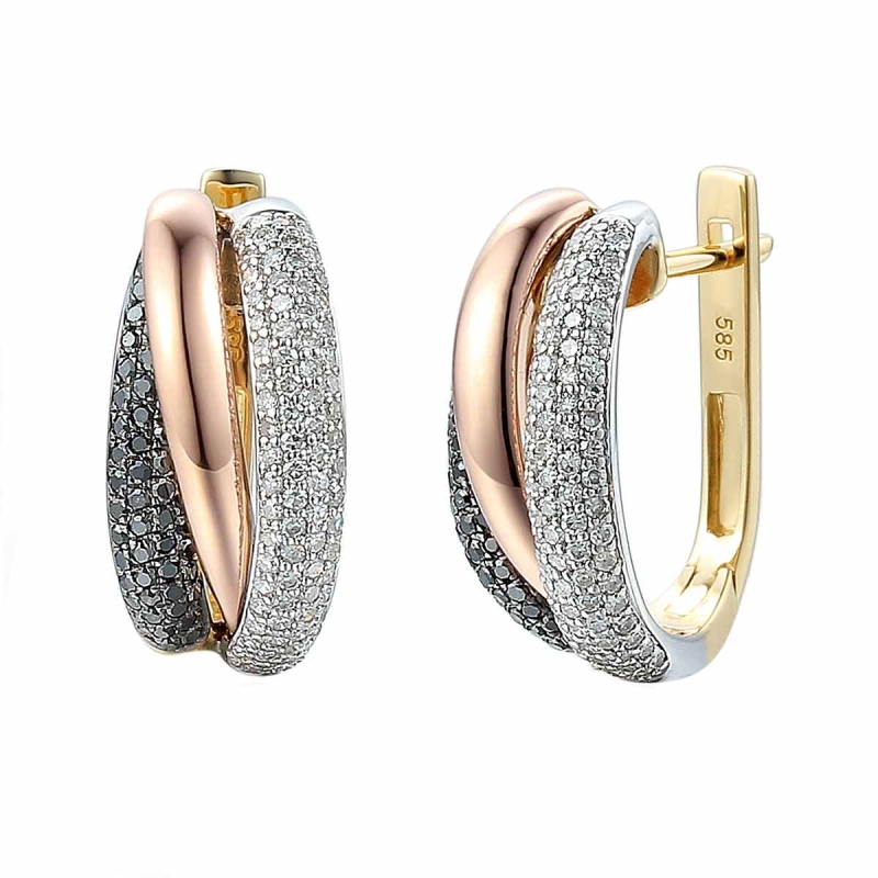 Kolczyki z diamentami i czarnymi diamentami (E47283 YWR A BD) - zdjęcie: 1