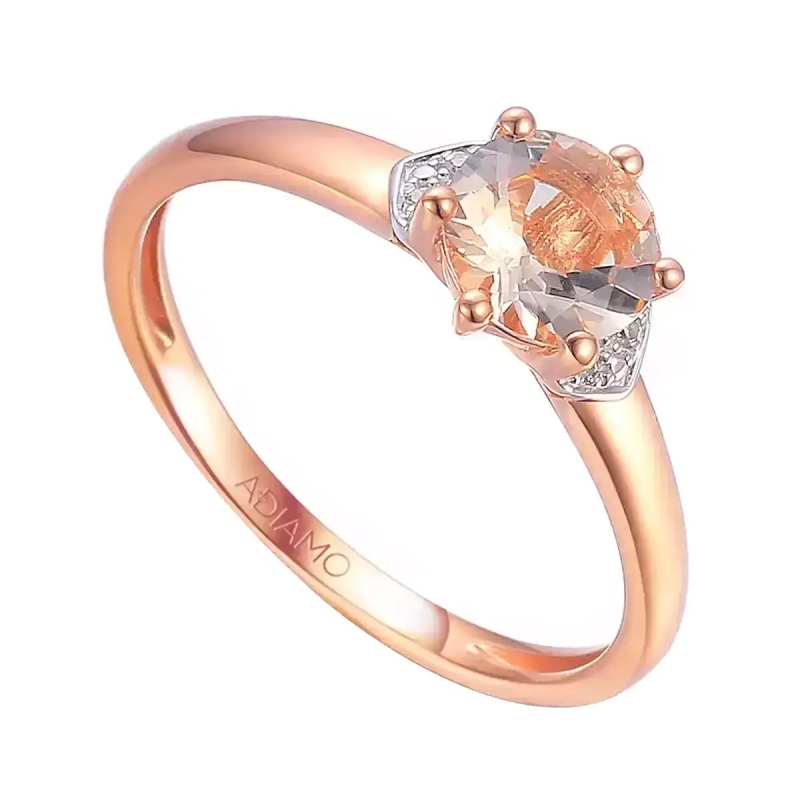 Pierścionek z morganitem i diamentami (R73493 R MR): 7 - zdjęcie: 1