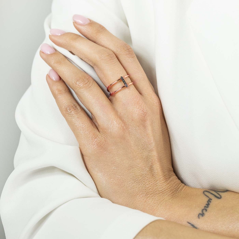 Pierścionek z czarnymi diamentami (R64659 R BD): 10 - zdjęcie: 2