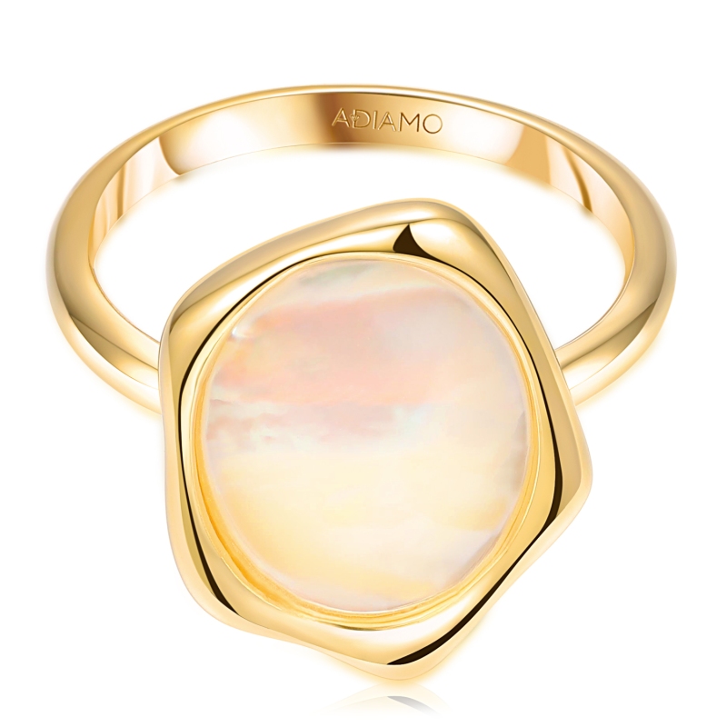 Pierścionek srebrny pozłacany z masą perłową (R100867 Y WMP 925): 13 - zdjęcie: 3