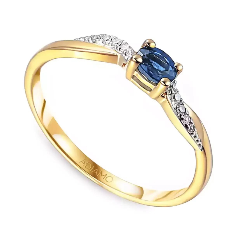 Pierścionek z szafirem i diamentami (R82444 Y SA): 8 - zdjęcie: 1