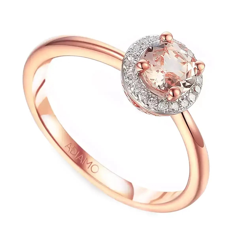 Pierścionek z morganitem i diamentami (R80096 R MR): 15 - zdjęcie: 1