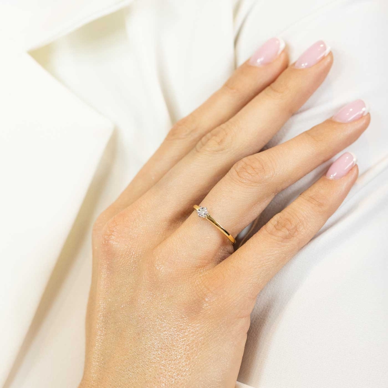 Pierścionek z diamentem (R63454 YW 0,09ct): 7 - zdjęcie: 2