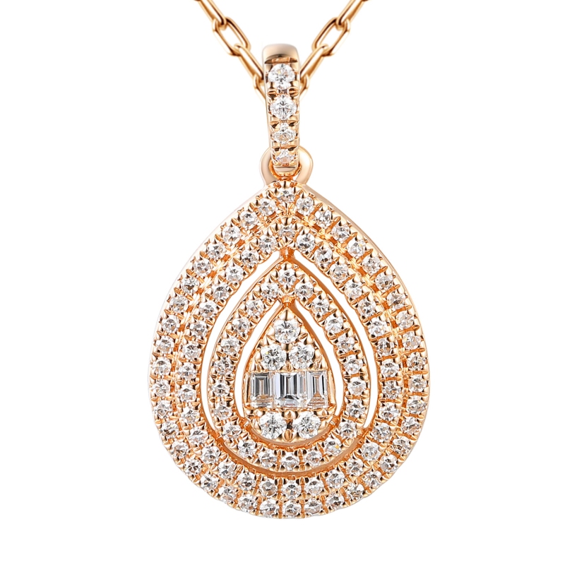 Zawieszka z różowego złota z diamentami - kropla - 0,53 ct (P100470 R) - zdjęcie: 1