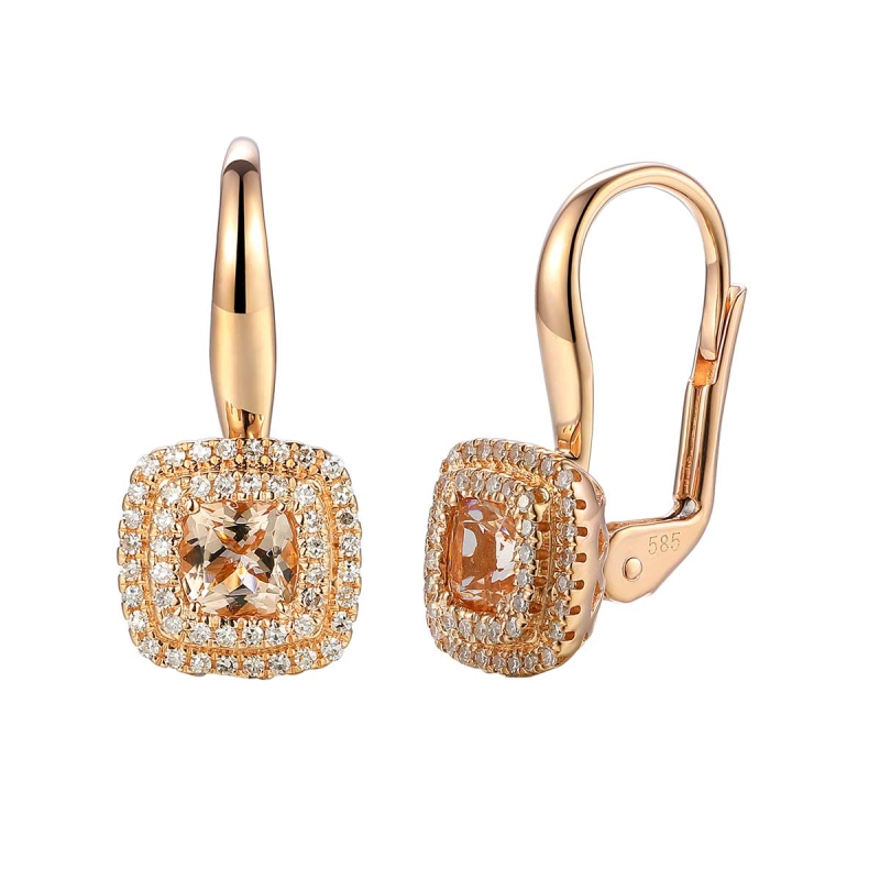 Kolczyki z morganitem i diamentami (E87500 R P MR) - zdjęcie: 1