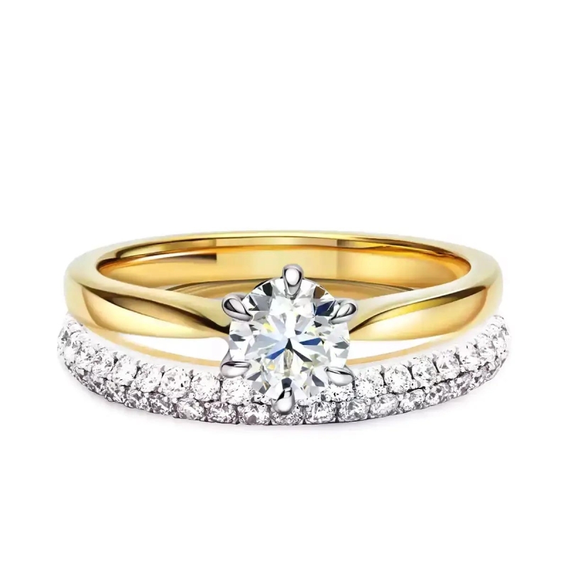 Obrączka ślubna damska, dwukolorowe złoto, diamenty laboratoryjne, 2,7 mm - 0,40 ct (O-R36080 YW LGD): 10 - zdjęcie: 2