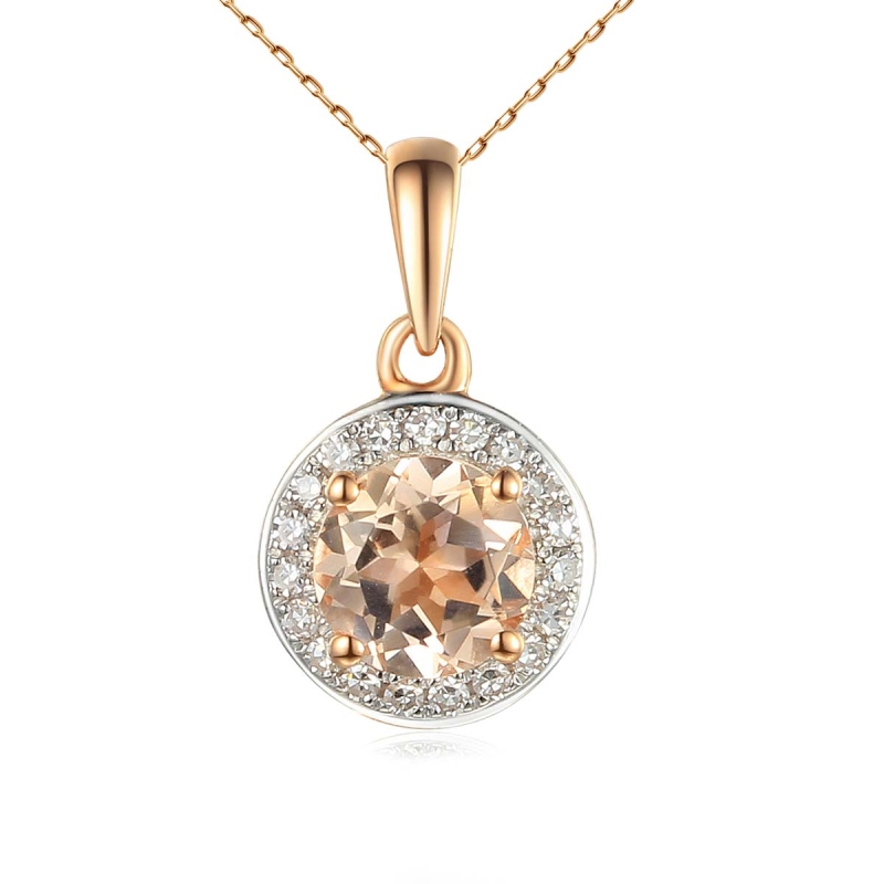 Zawieszka z morganitem i diamentami (P62900 R MR) - zdjęcie: 1