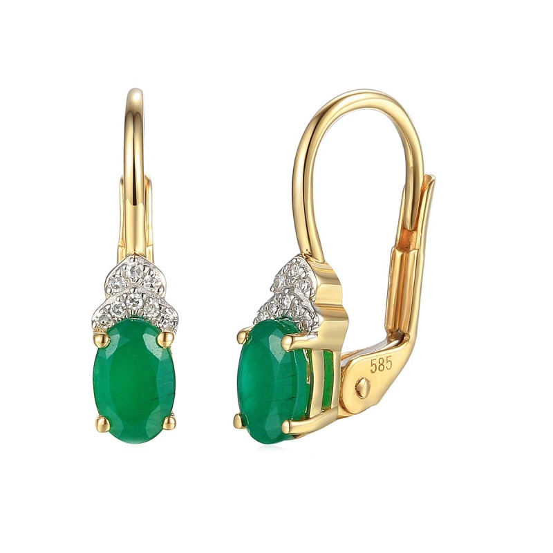 Kolczyki ze szmaragdami i diamentami (E59732 Y P EM) - zdjęcie: 1