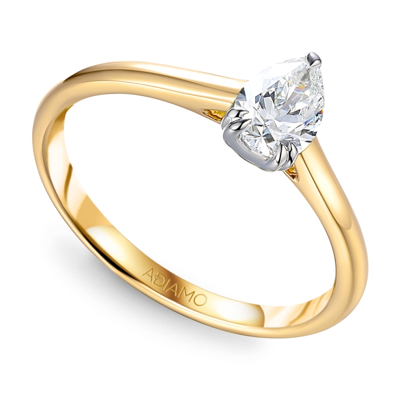 Pierścionek z diamentem laboratoryjnym (R96123 YW LGD 0,50ct) - zdjęcie: 1