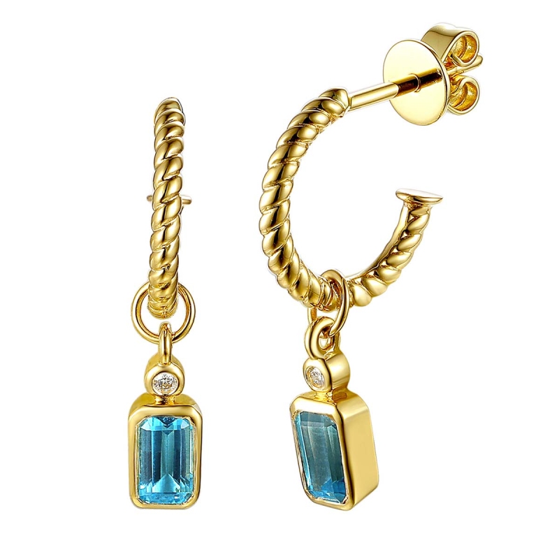 Kolczyki z niebieskimi topazami i diamentami (E85575 Y S BT) - zdjęcie: 1