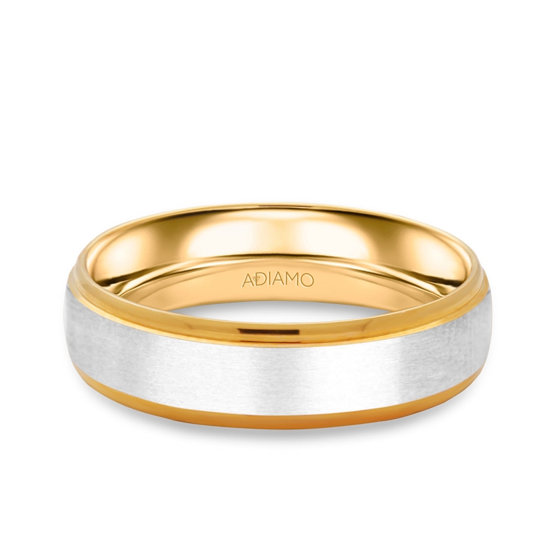 Obrączka ślubna męska, dwukolorowe złoto, półokrągła, 5,3 mm: 17 - zdjęcie: 1