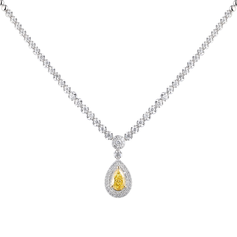 Naszyjnik z żółtym diamentem laboratoryjnym (N12516 YW LGDY) - zdjęcie: 1