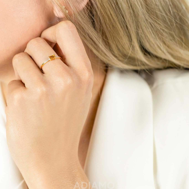 Pierścionek z cytrynem i diamentami (R78482 Y CT): 8 - zdjęcie: 2