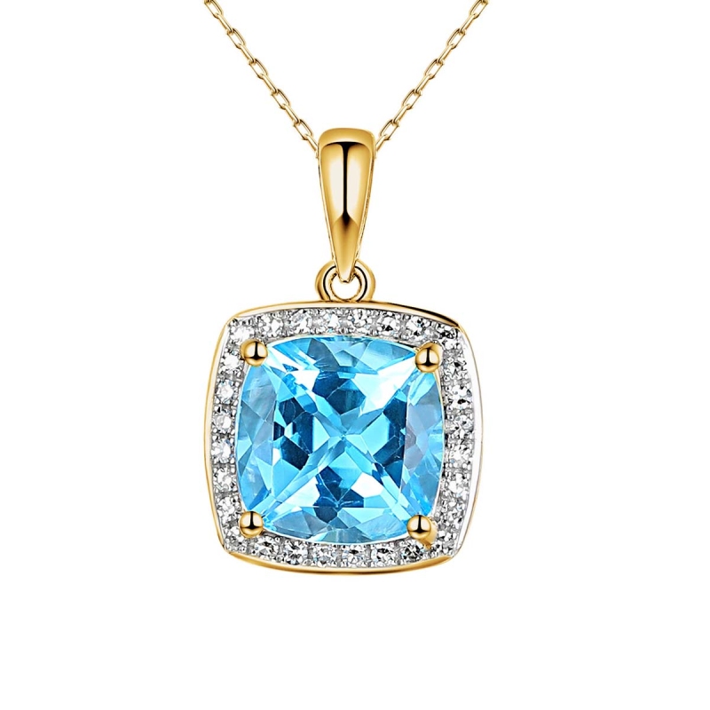 Zawieszka z niebieskim topazem i diamentami (P62906 Y D BT) - zdjęcie: 1