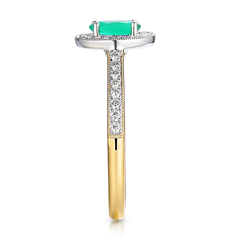 Pierścionek ze szmaragdem i diamentami (R46558 YW EM): 10 - zdjęcie: 4