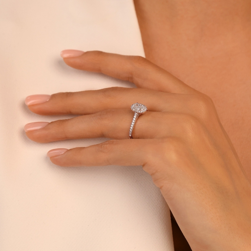 Pierścionek z diamentami laboratoryjnymi w białym złocie (R95581 W LGD 0,51ct): 10 - zdjęcie: 5