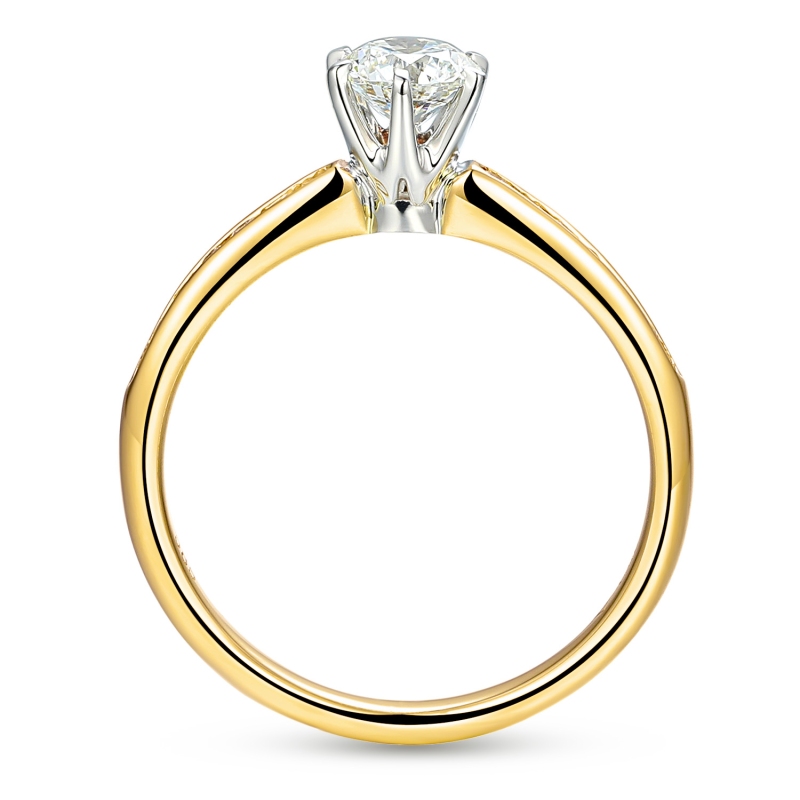 Pierścionek z diamentami laboratoryjnymi (R58831 YW LGD 0,50ct) - zdjęcie: 4