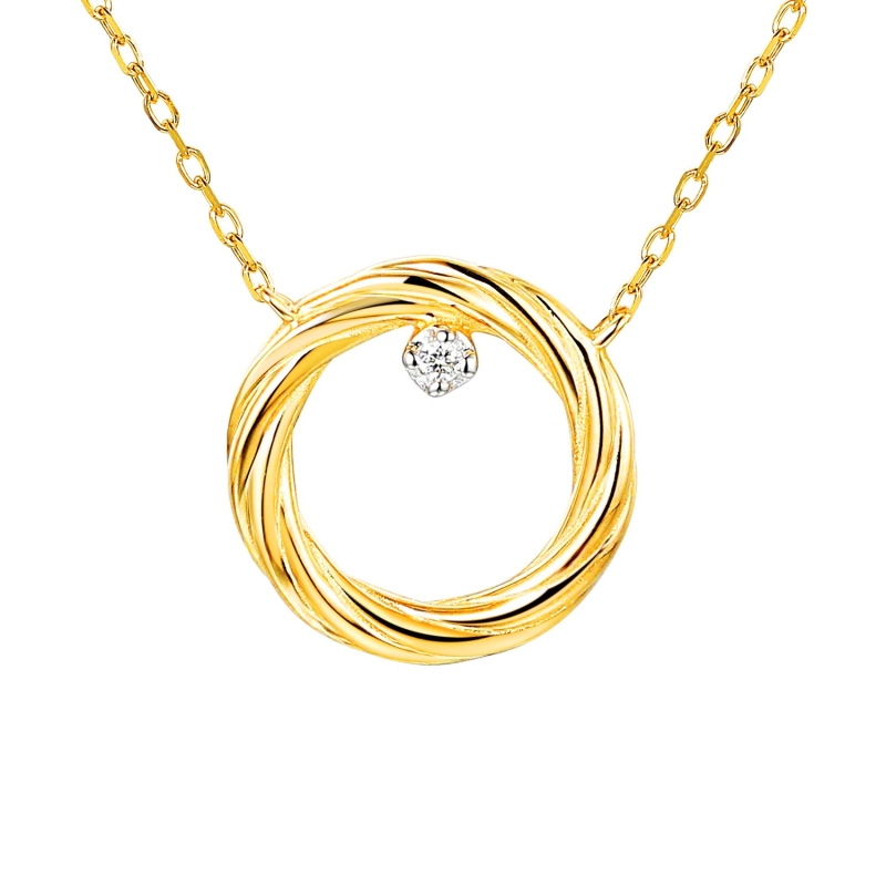 Naszyjnik z diamentem (N12721 Y C 0,01ct) - zdjęcie: 1