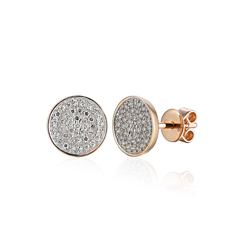 Kolczyki z różowego złota z diamentami - 0,17 ct (E86411 R S) - zdjęcie: 1