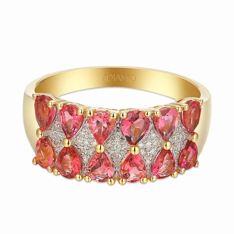 Pierścionek z różowymi turmalinami i diamentami (R93895 Y PTR): 10 - zdjęcie: 3