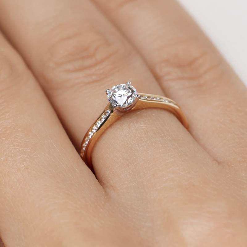 Pierścionek z diamentami (R31737 YW 0,25ct): 14 - zdjęcie: 5