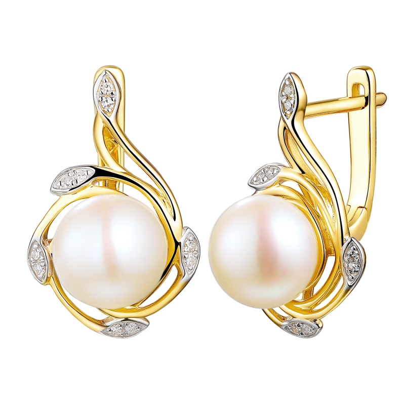 Kolczyki z perłami i diamentami (E98883 Y A PL) - zdjęcie: 1