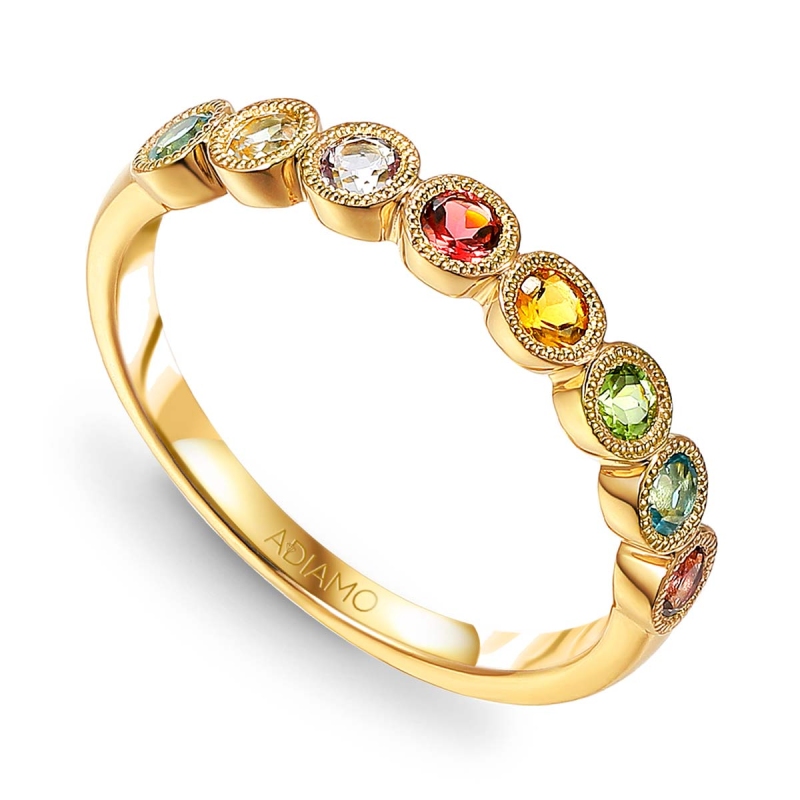 Pierścionek z kolorowymi kamieniami (R88481 Y): 15 - zdjęcie: 1