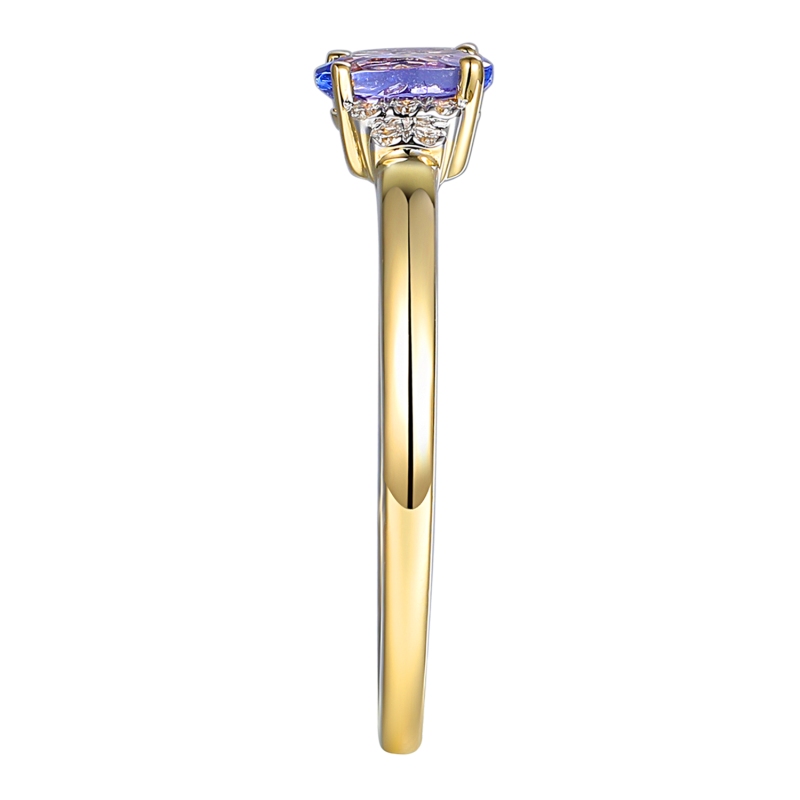 Złoty pierścionek z tanzanitem i diamentami (R30617 Y T): 7 - zdjęcie: 3