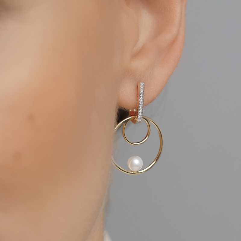 Kolczyki z perłami i diamentami (E100443 Y S PL) - zdjęcie: 3