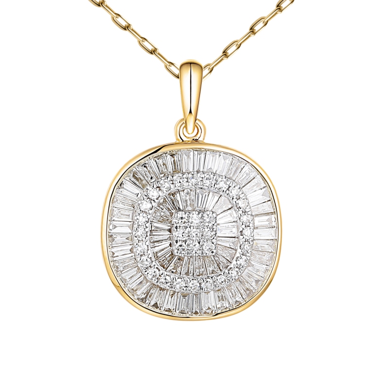 Zawieszka okrągła z diamentami w szlifie bagietowym - 0,62 ct (P94884 Y) - zdjęcie: 1
